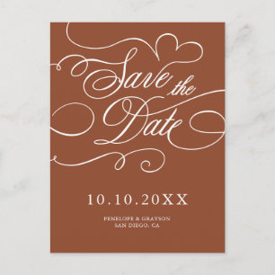 Modern Calligraphy Terracotta boho Spara datum Vykort