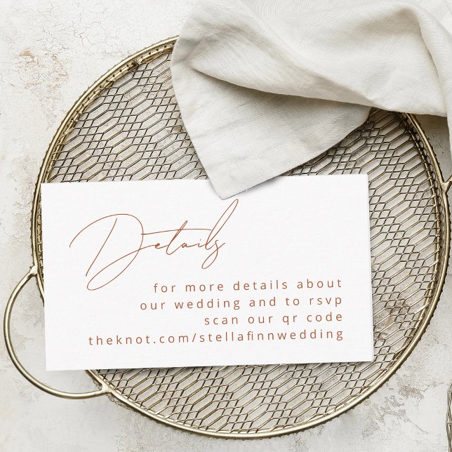 Modern Calligraphy Terracotta-information QR-kod Tilläggskort (Modern Calligraphy Terracotta Details QR Code Enclosure Card)