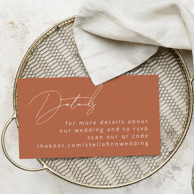 Modern Calligraphy Terracotta-information QR-kod Tilläggskort (Modern Calligraphy Terracotta Details QR Code Enclosure Card)