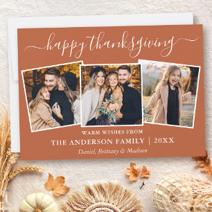 Modern Calligraphy Terracotta Thanksgiving 3 Photo Julkort