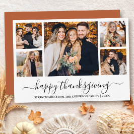 Modern Calligraphy Thanksgiving Terracotta 5 Photo Julkort