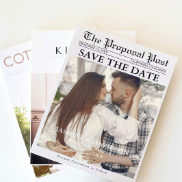 Modern Calligraphy-tidningen bröllop spara datum Inbjudningar