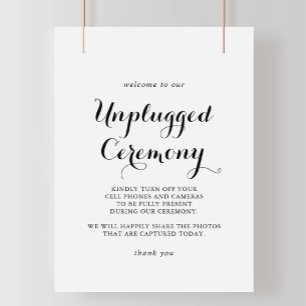 Modern Calligraphy Unplugged Ceremony Sign Poster