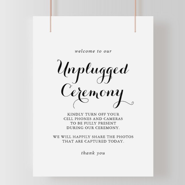 Modern Calligraphy Unplugged Ceremony Sign Poster (Skapare uppladdad)