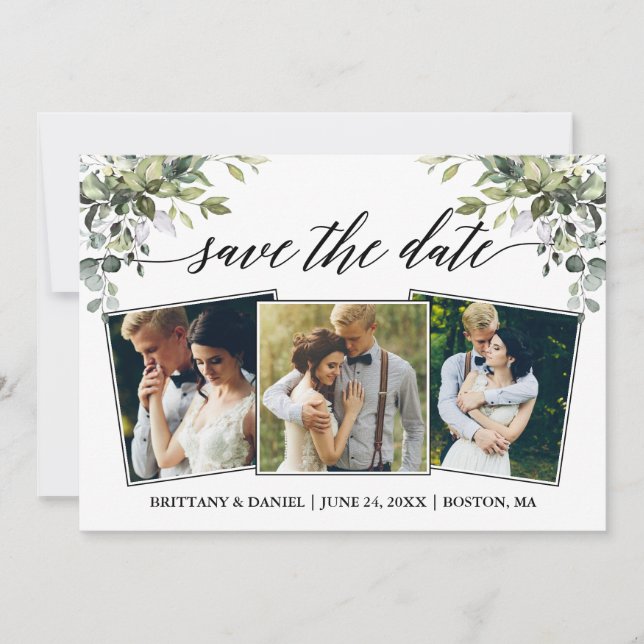 Modern Calligraphy Watercolor Greenery 3 Photo Spara Datumet (Framsida)