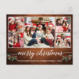 Modern Calligraphy Wood 5 Photo Family-jul Vykort