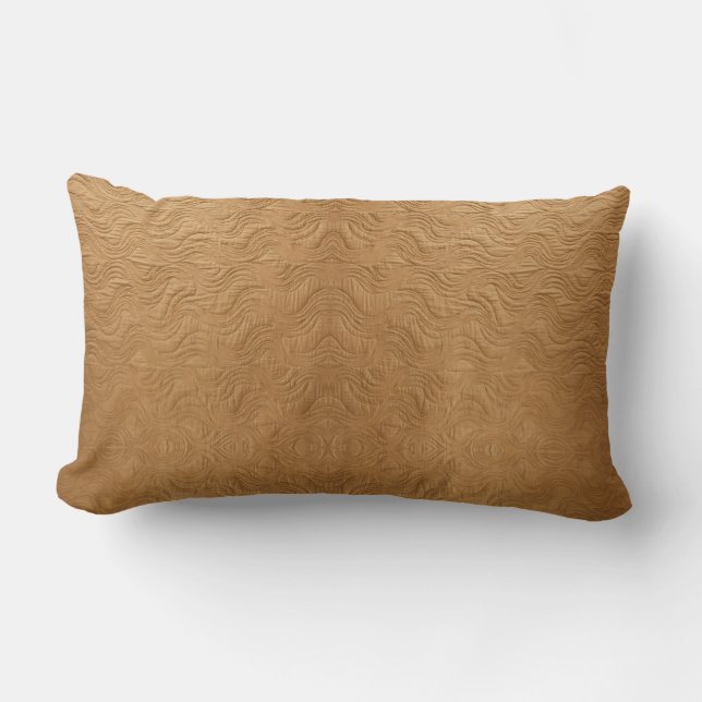 Modern Camel Brown Wavy Ripples Abstract Textured Lumbarkudde (Framsida)