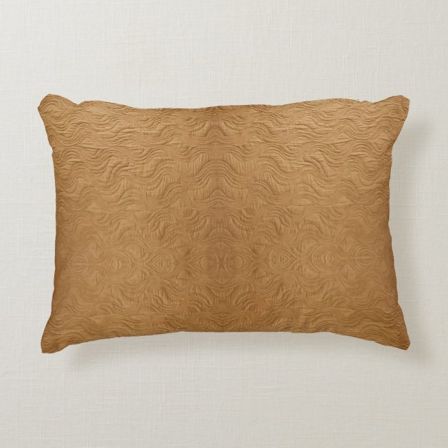 Modern Camel Brown Wavy Ripples Abstract Textured Prydnadskudde (Framsidan)
