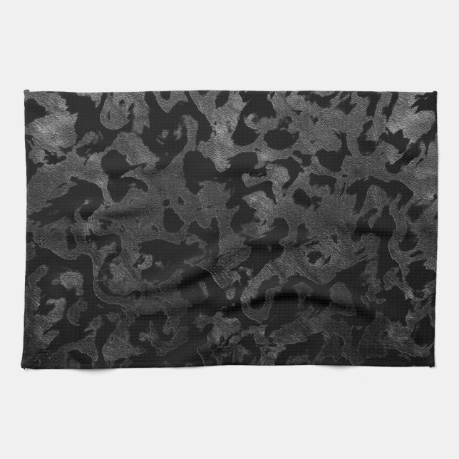 Modern Camo-Black och Mörk Grått-kamouflage Kökshandduk (Horisontell)