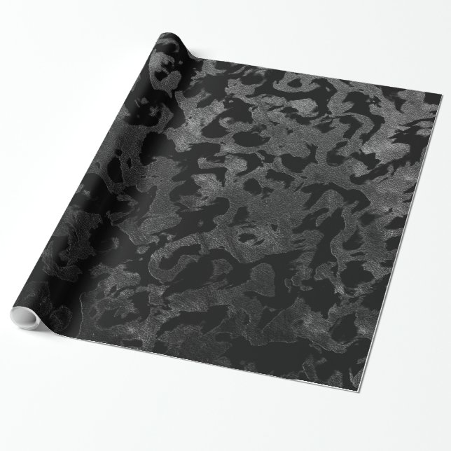 Modern Camo-Black och Mörk Grått-kamouflage Presentpapper (Utrullad)
