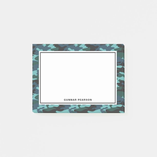 Modern Camouflage Mönster Namn Black Post it Notes Post-it Block (Framsida)
