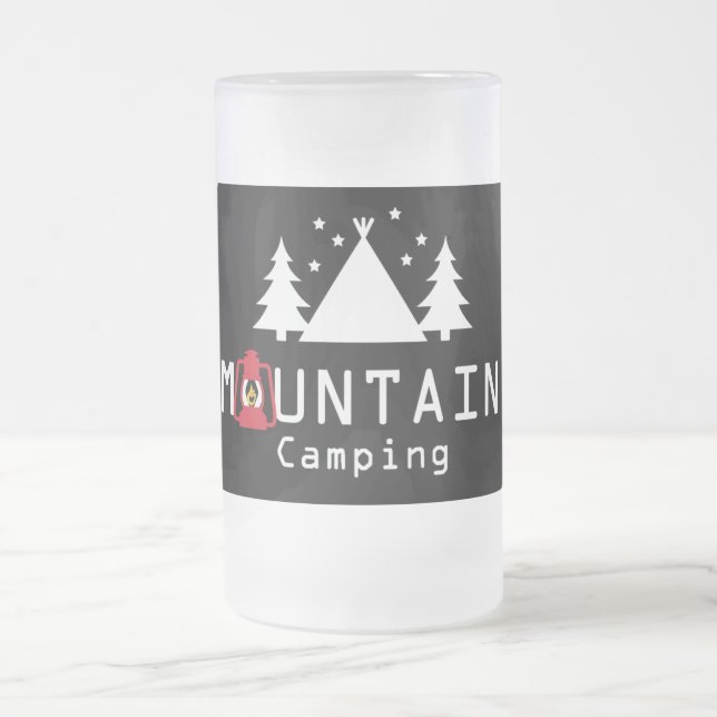 Modern campingmärke för berg frostat ölglas (Center)