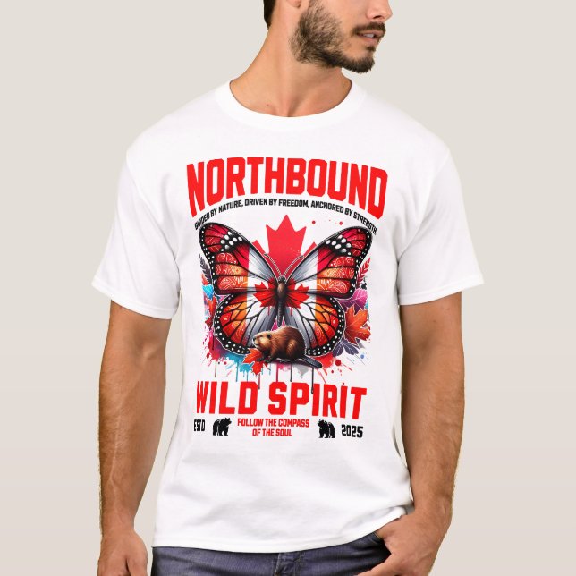 Modern Canada Wild Life Inspired Artwork Design T Shirt (Framsida)