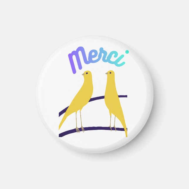 Modern Canary & "Merci" - Japandi Style Art Magnet (Framsidan)