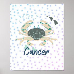 Modern Cancer Crab Zodiac Poster