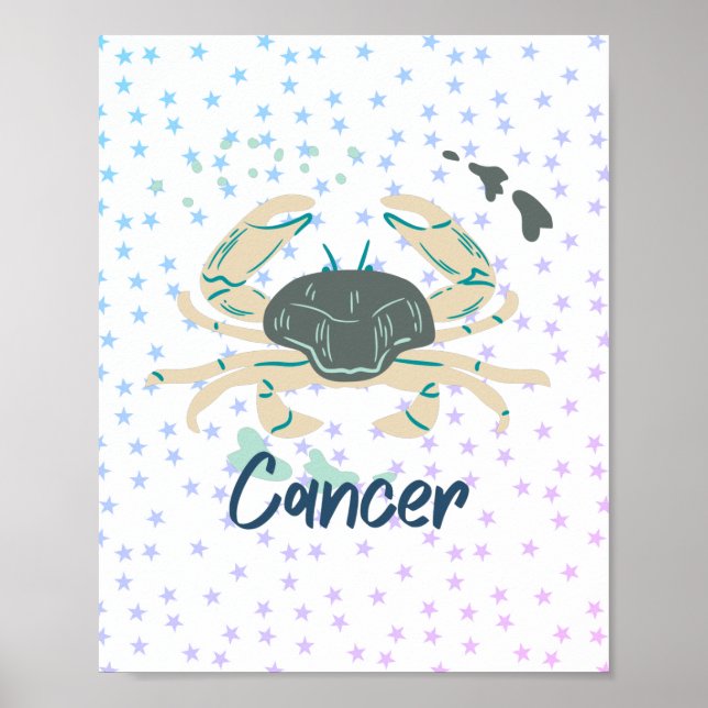 Modern Cancer Crab Zodiac  Poster (Framsidan)