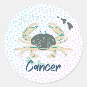 Modern Cancer Crab Zodiac Runt Klistermärke