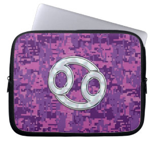 Modern Cancer Zodiac Sign Rosa Digital Camouflage Laptop Sleeve
