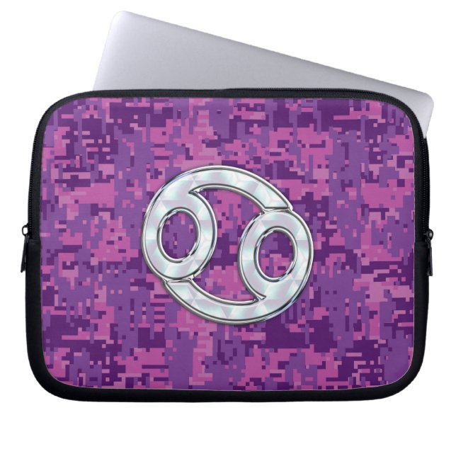 Modern Cancer Zodiac Sign Rosa Digital Camouflage Laptop Sleeve (Framsidan)