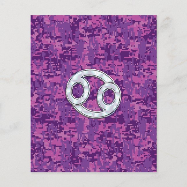 Modern Cancer Zodiac-symbol på Rosa Digital Camo Flygblad (Framsidan)