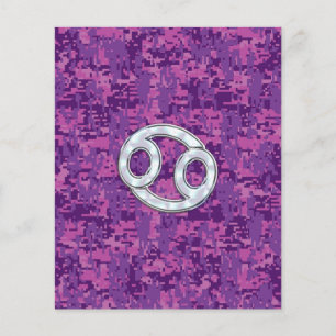 Modern Cancer Zodiac-symbol på Rosa Digital Camo Flygblad