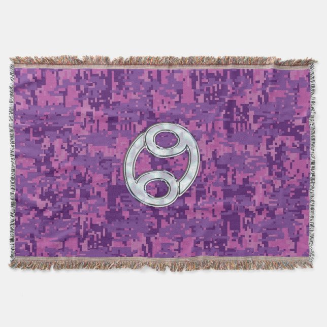 Modern Cancer Zodiac-symbol på Rosa Digital Camo Mysfilt (Framsidan)