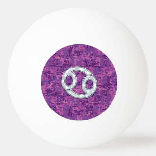 Modern Cancer Zodiac-symbol på Rosa Digital Camo Pingisboll