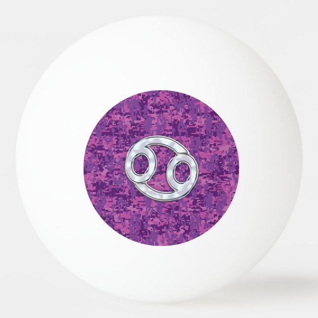 Modern Cancer Zodiac-symbol på Rosa Digital Camo Pingisboll (Framsidan)
