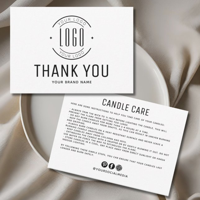 Modern candle care business logo thank you card tack kort (Skapare uppladdad)