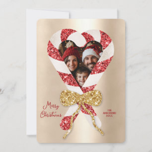 Modern Candy cane Ram-fotojul i Trendig Inbjudningar