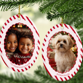 Modern Candy Cane Stripe Christmas 2 Photos Julgransprydnad Keramik