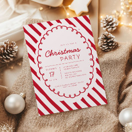 Modern Candy Cane Theme Christmas Party Invitation Inbjudningar