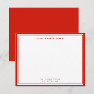 Modern Candy Red Namn & Adress Note Card Anteckningskort