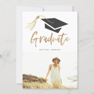 Modern Cap och Tassel Gold Foil 3 Photo Student Meddelande