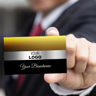 Modern Caramel Black med Silver Decor och Logotyp Visitkort