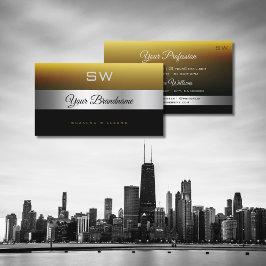 Modern Caramel Black Silver Decor och Monogram Visitkort