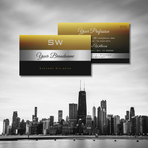 Modern Caramel Black Silver Decor och Monogram Visitkort