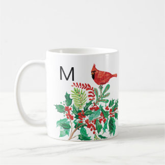 Modern Cardinal Holly Monogram Classic Mug, 11 oz Kaffemugg