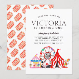 Modern Carnival Circus-festival Party Kid Birthday Inbjudningar