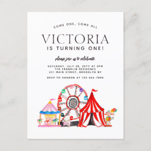 Modern Carnival Circus-festival Party Kid Birthday Vykort