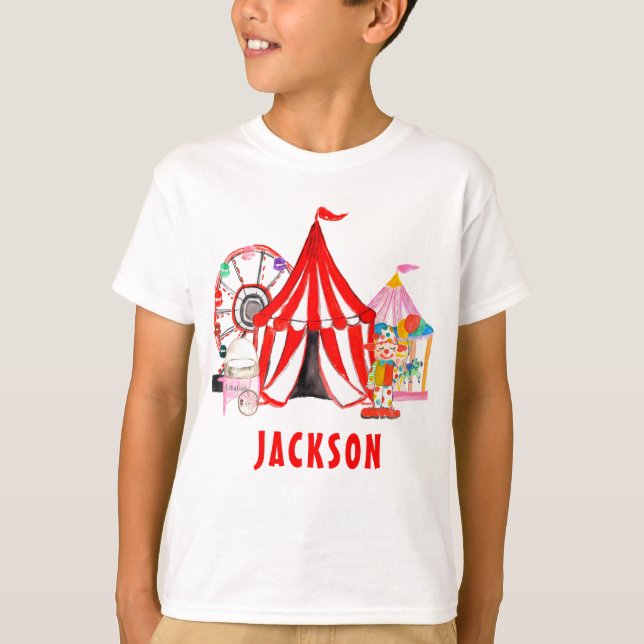 Modern Carnival Circus festival Show Barn Namn T Shirt (Framsida)