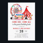 Modern Carnival Circus-festival show Kid Birthday Inbjudningar<br><div class="desc">Modern Circus Carnival-festival Visa kallelse på födelsedagen</div>