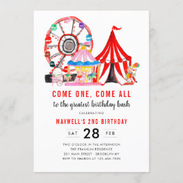 Modern Carnival Circus-festival show Kid Birthday Inbjudningar