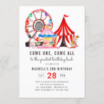 Modern Carnival Circus-festival show Kid Birthday Inbjudningar<br><div class="desc">Modern Circus Carnival-festival Visa kallelse på födelsedagen</div>