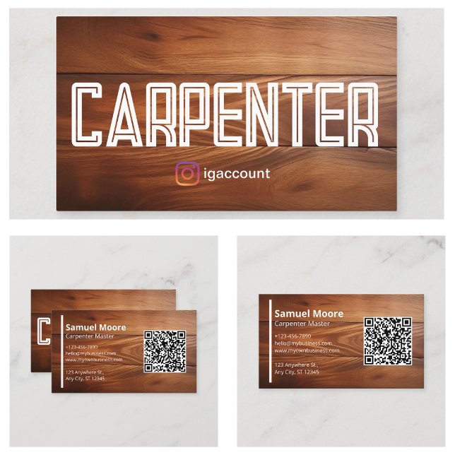 Modern Carob Snickare Visitkort (Modern Carob Carpenter Business Card
)