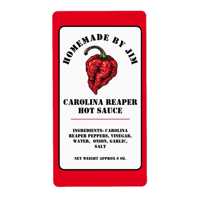 Modern Carolina Reaper Pepper Hett Sauce Label Fraktsedel (Skapare uppladdad)