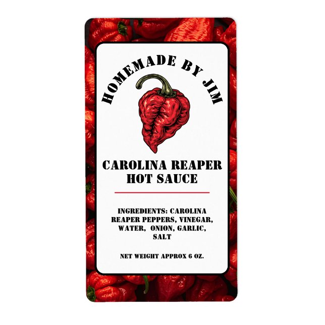 Modern Carolina Reaper Pepper Hett Sauce Label Fraktsedel (Skapare uppladdad)