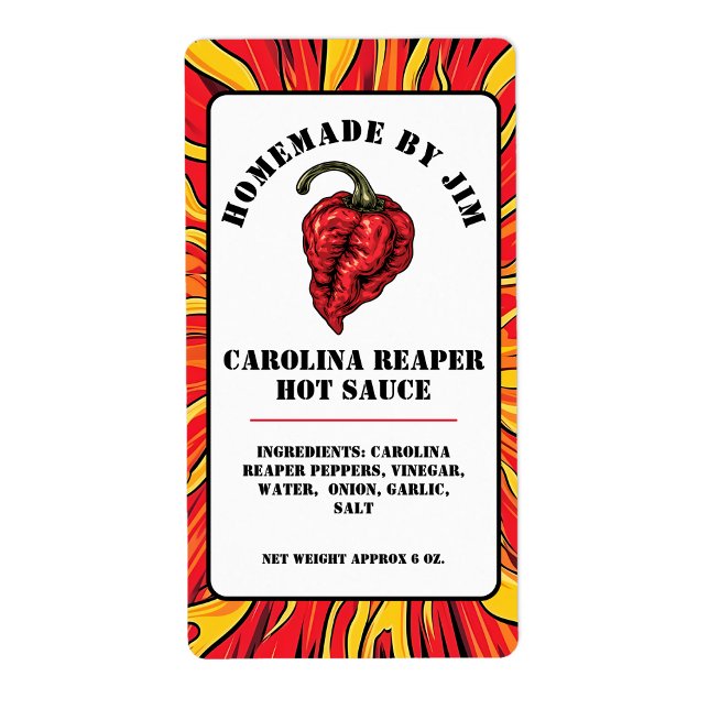 Modern Carolina Reaper Pepper Hett Sauce Label Fraktsedel (Skapare uppladdad)
