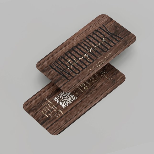 Modern Carpentry Professionell Woodwork Brown Wood Visitkort (Modern Carpentry Professional Woodwork Brown Wood Business Card
)