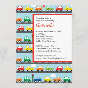 Modern Cars Boy Baby Shower-inbjudan Inbjudningar